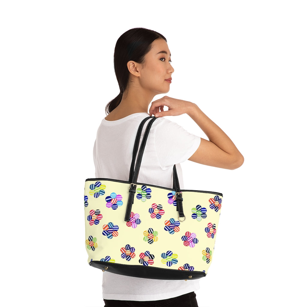 Cream Candy Florals PU Leather Shoulder Bag