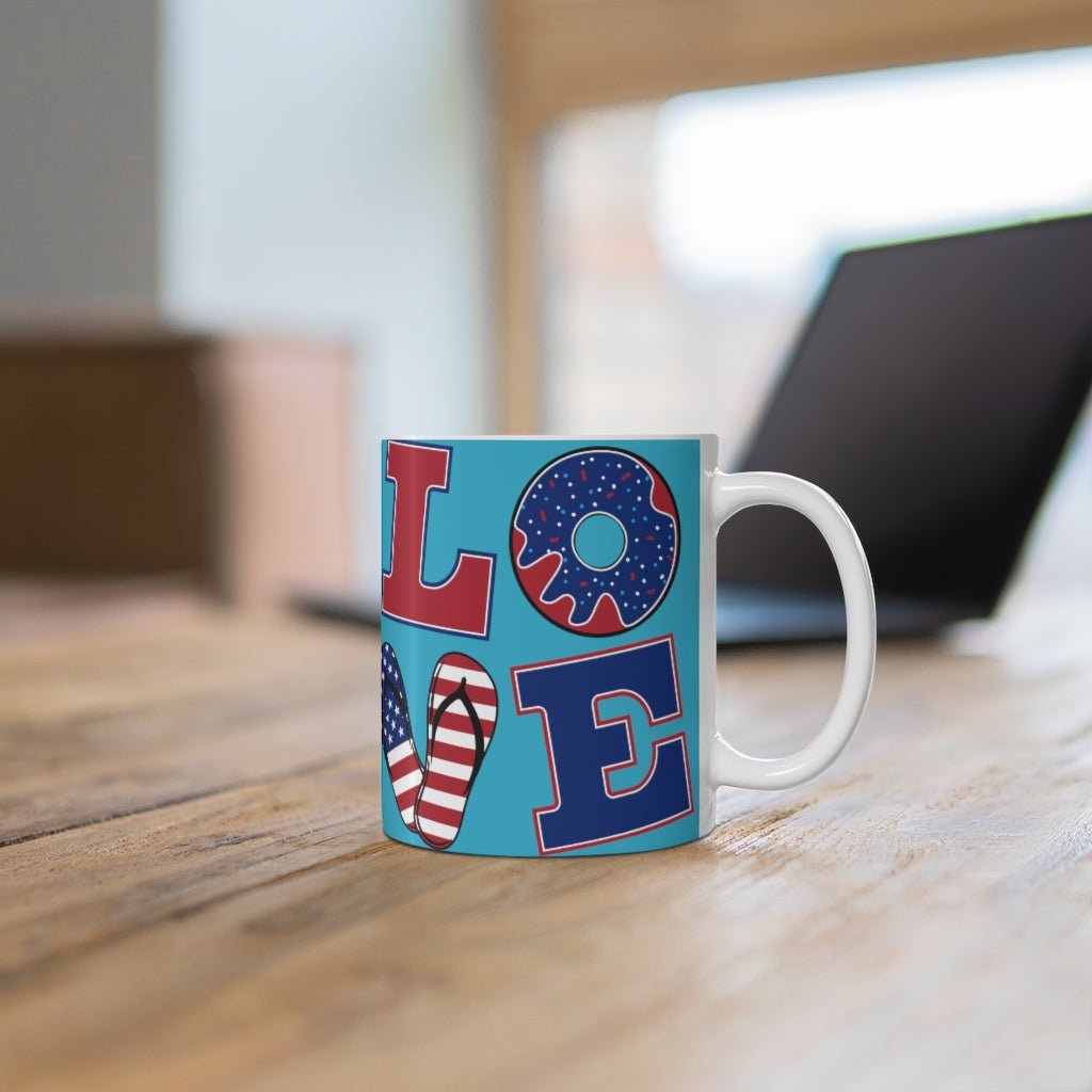 LOVE Ceramic Aqua Mug 11oz