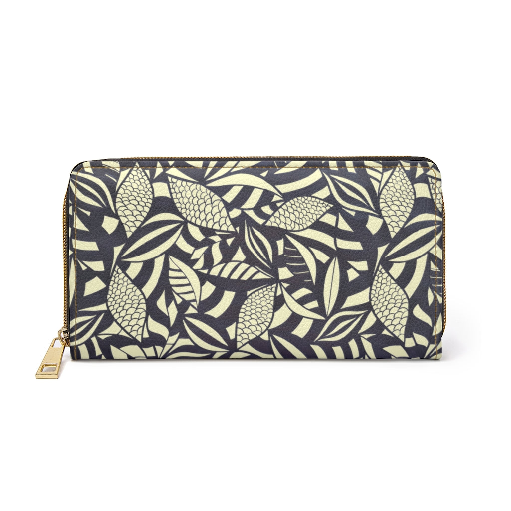 cream tropical print clutch wallet