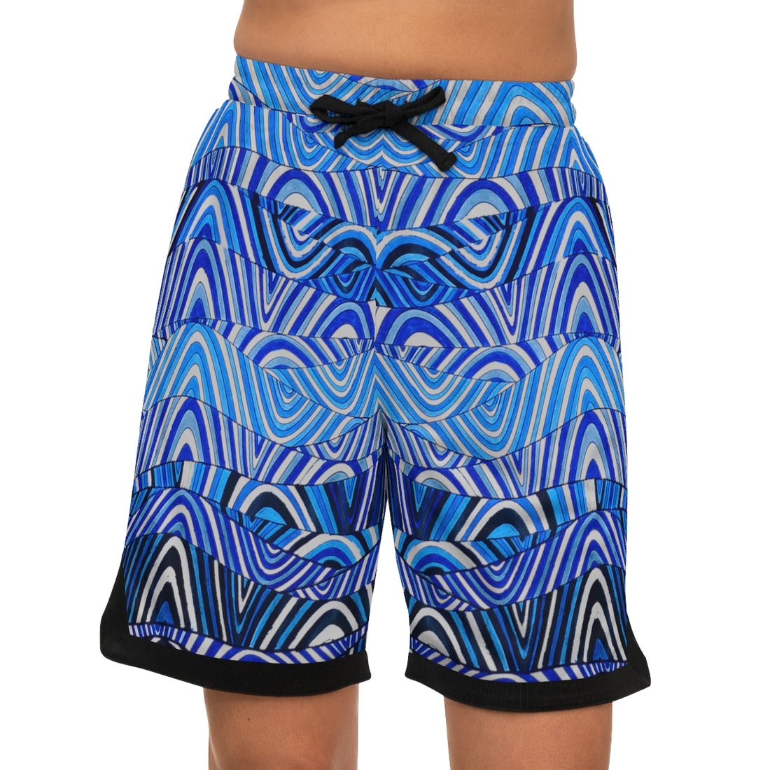 slate waves print basketball shorts for men