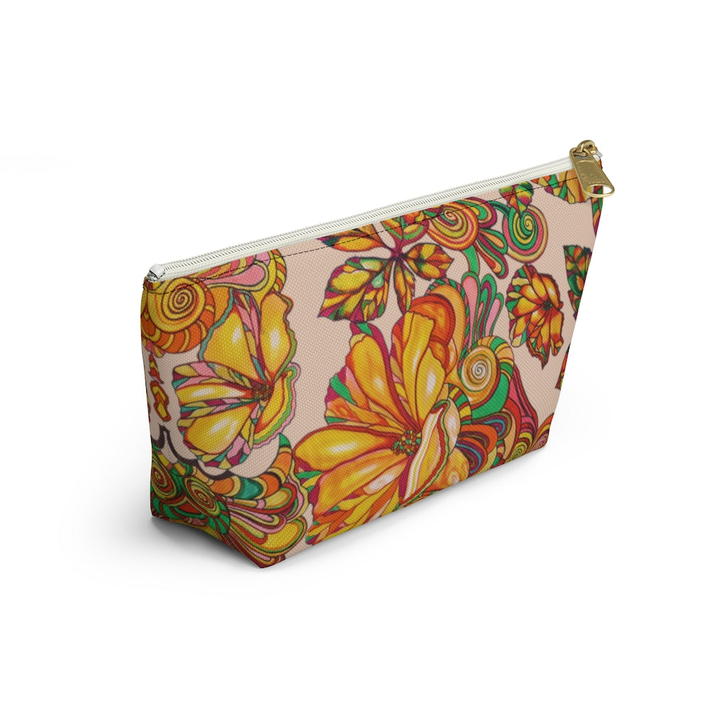 Nude Artsy Floral Accessory Pouch