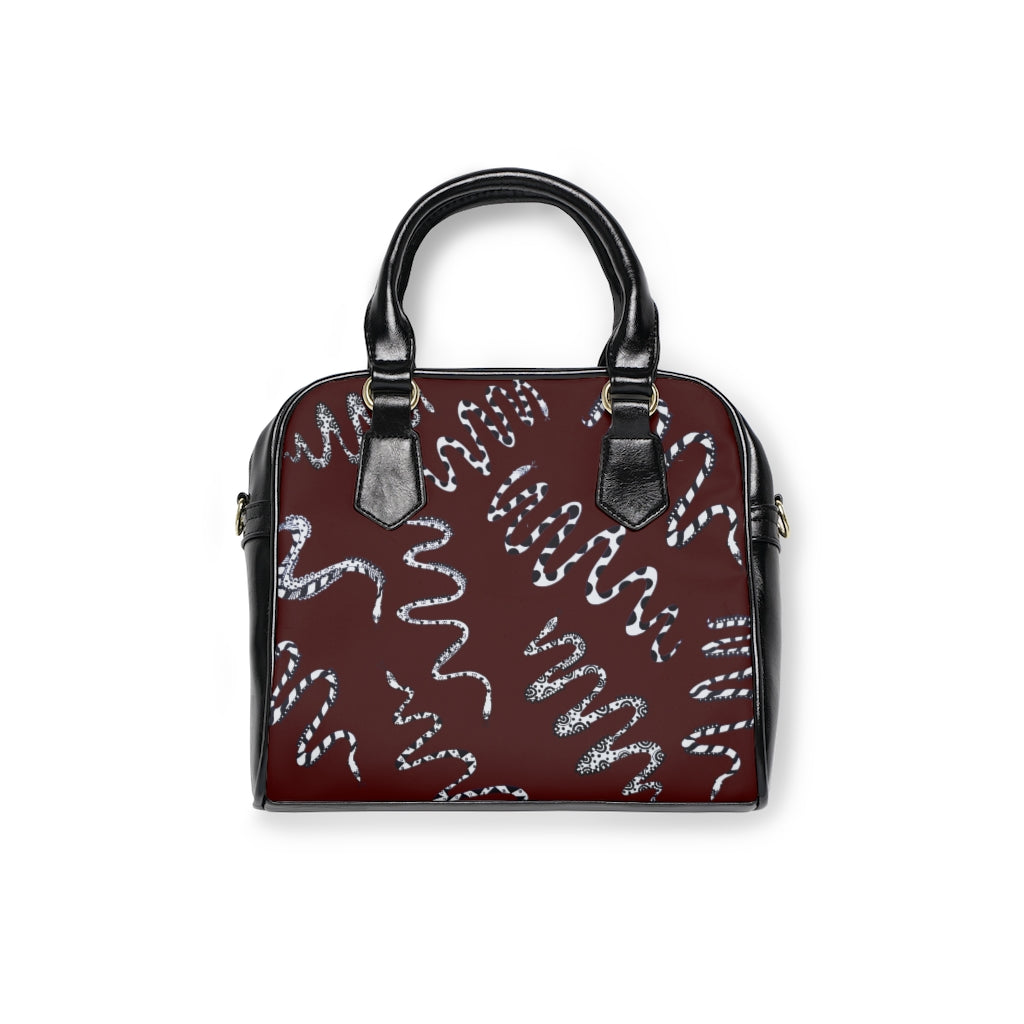 marsala snake print handbag