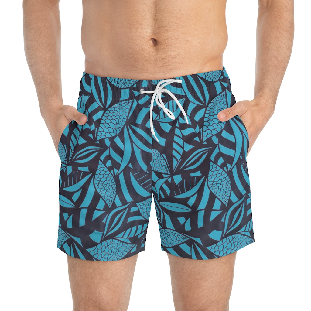 Aqua Tropical Minimalist Men's Swimming Trunks