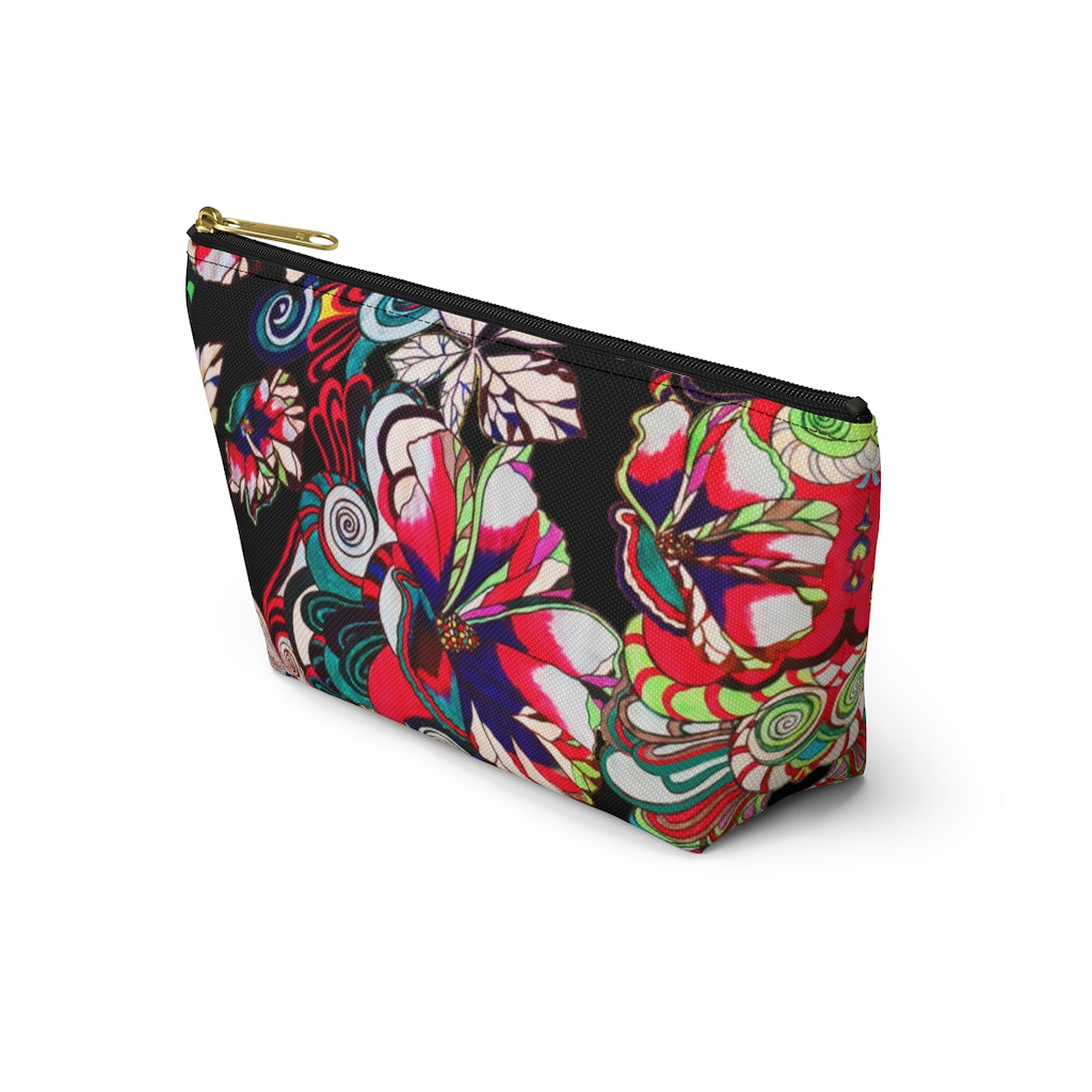 Floral Pop Black Accessory Pouch