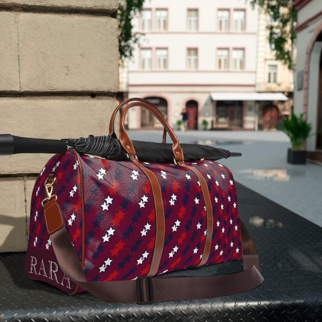 Marsala Starry Waterproof AOP Travel Bag