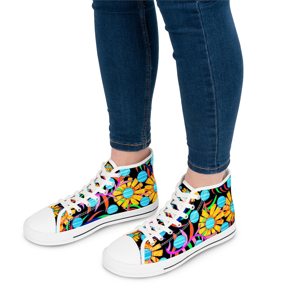 Black Sunflower Women's High Top Sneakers