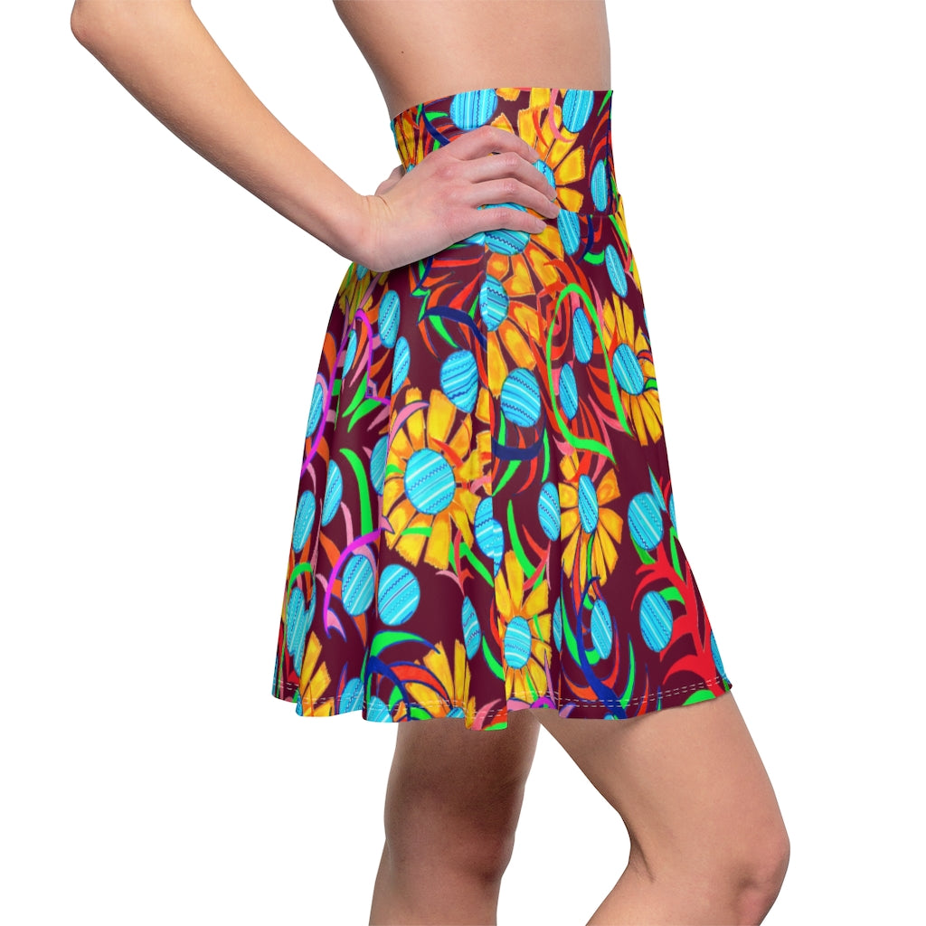 Sunflower Orchid Skater Skirt