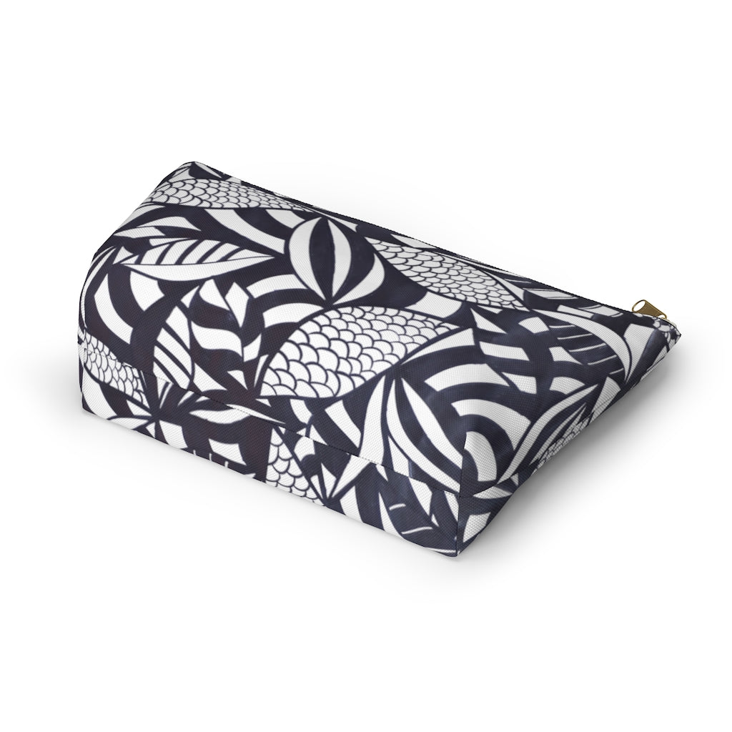 White Tropical Minimalist Accessory Pouch