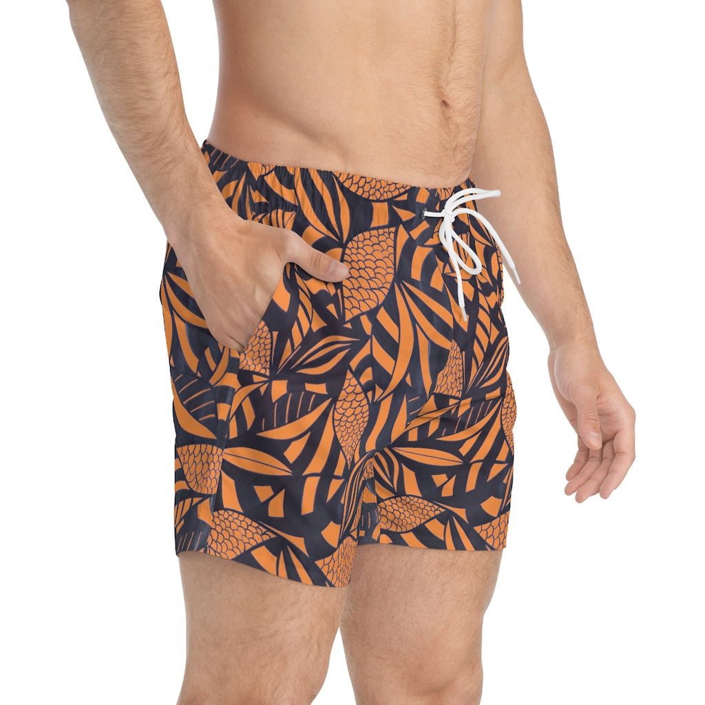 peach tropical printed men's swimming trunks & swimming shorts by labelrara