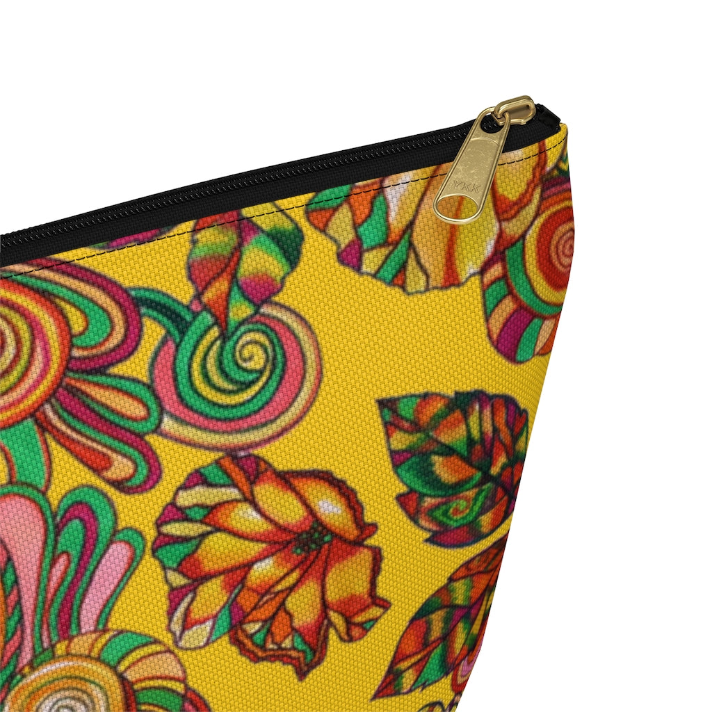 Yellow Artsy Floral Accessory Pouch