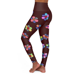 marsala geometric floral printed yoga leggings 