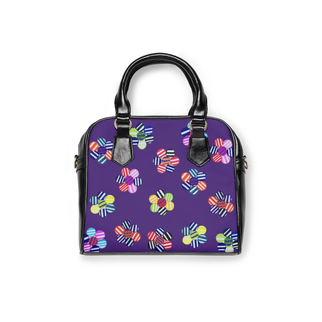 purple multi colour candy florals handbag