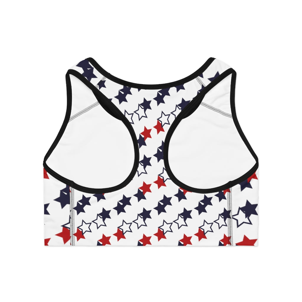 White Star Print (AOP) Sports Bra