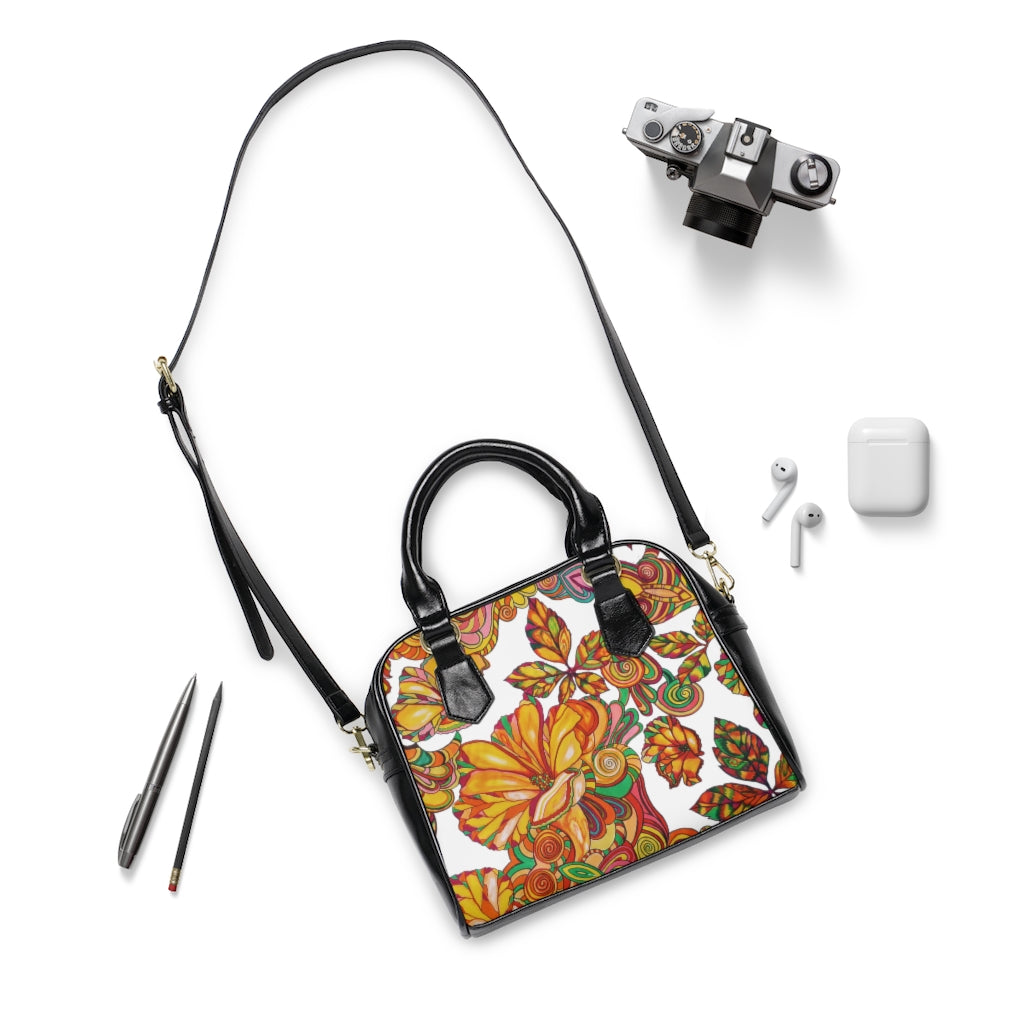 white floral print handbag