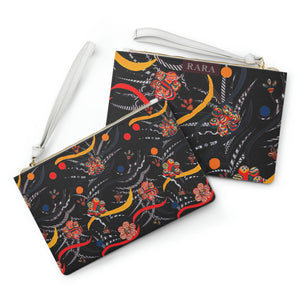 black floral & animal print clutch bag