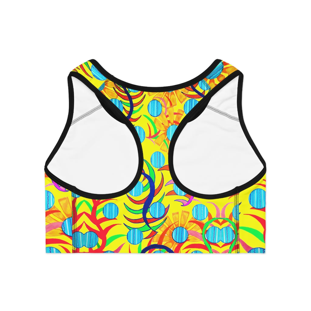 Canary Sunflower Print (AOP) Sports Bra