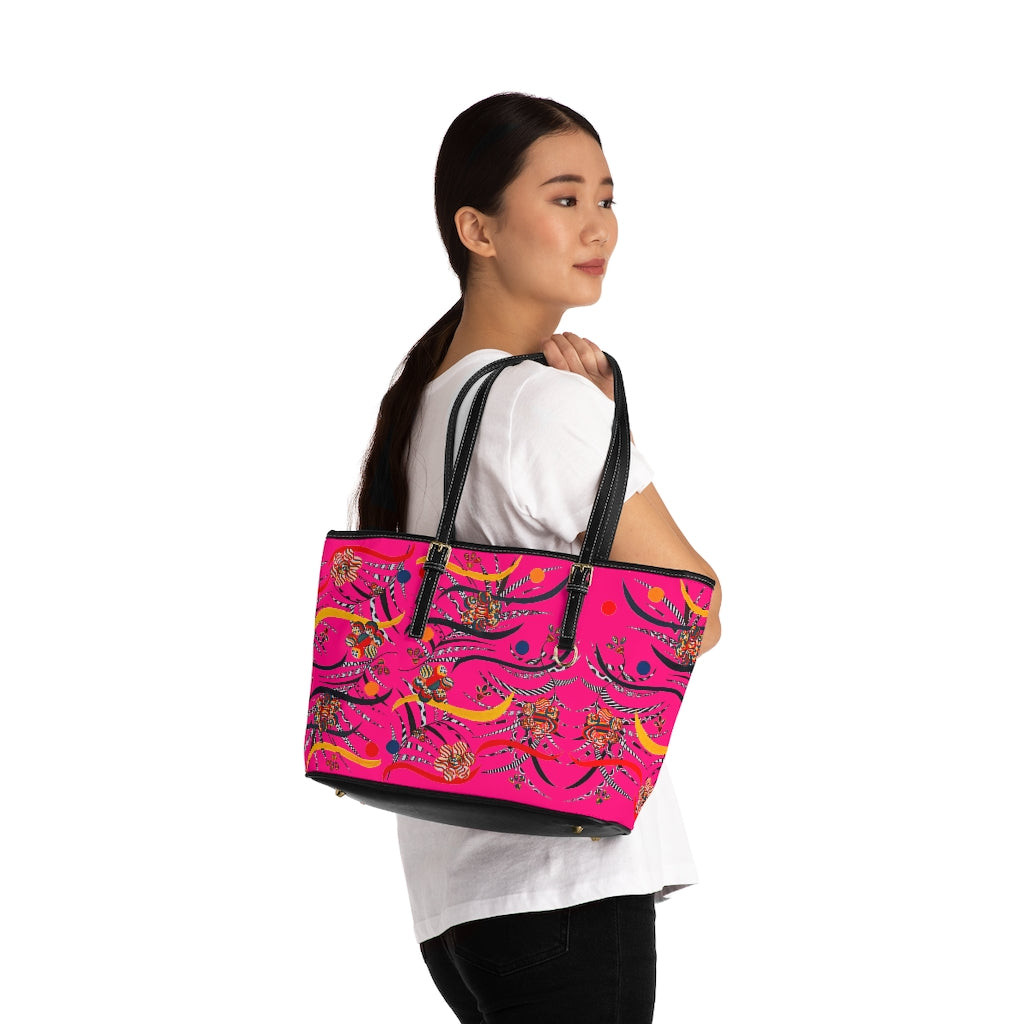 hot pink  animal & jungle print tote bag