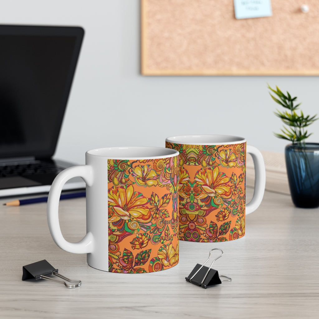 Artsy Florals Peach Mug 11oz