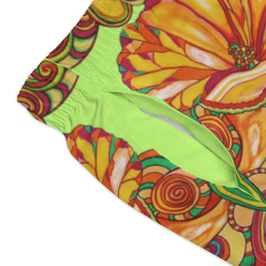 Artsy Floral Men's Lime Swimming Trunks