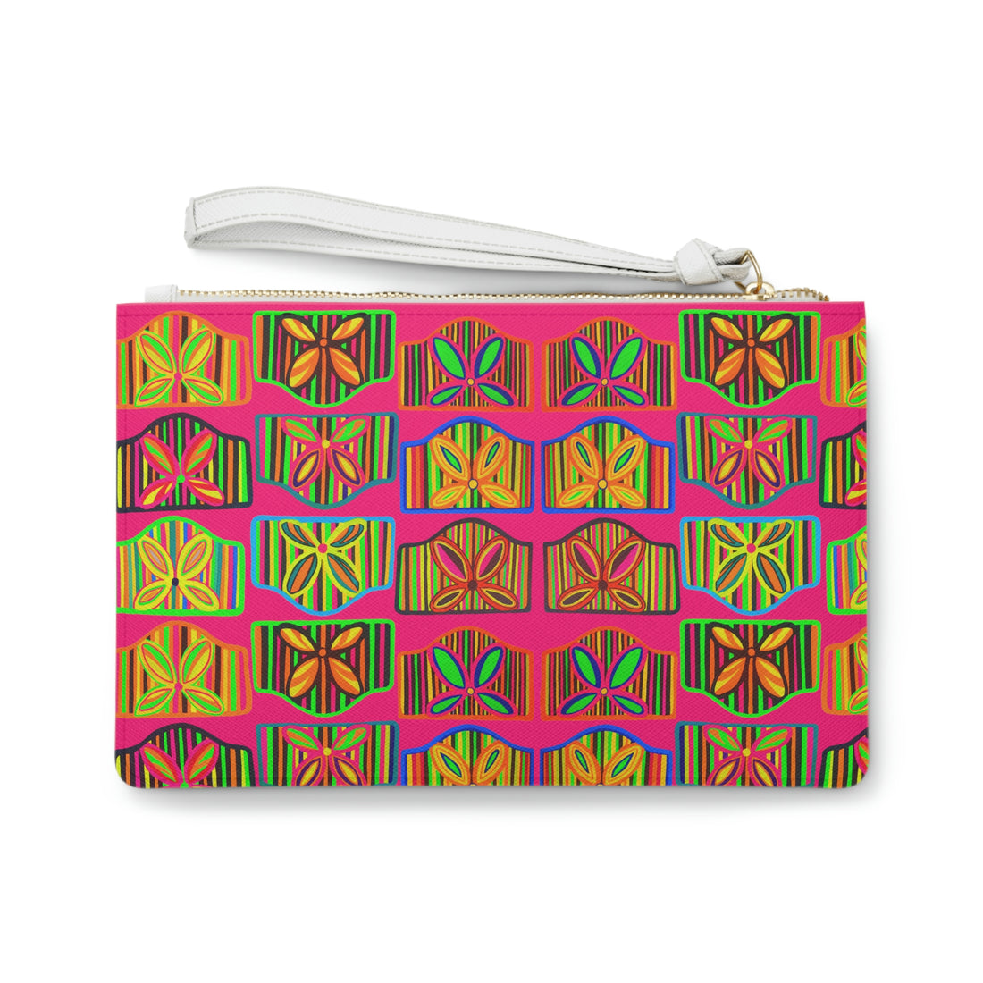 Hot Pink Deco Print Clutch Bag