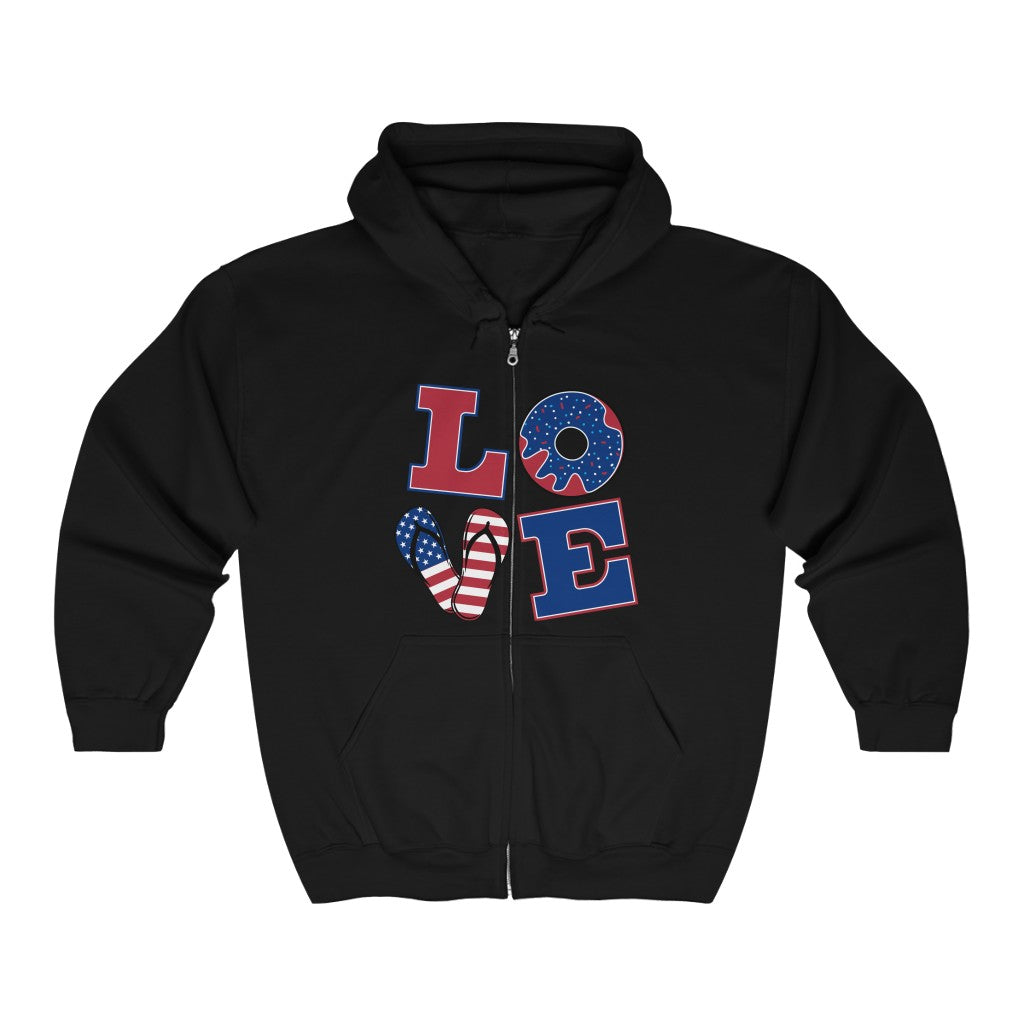 Black unisex zip - up hoodie