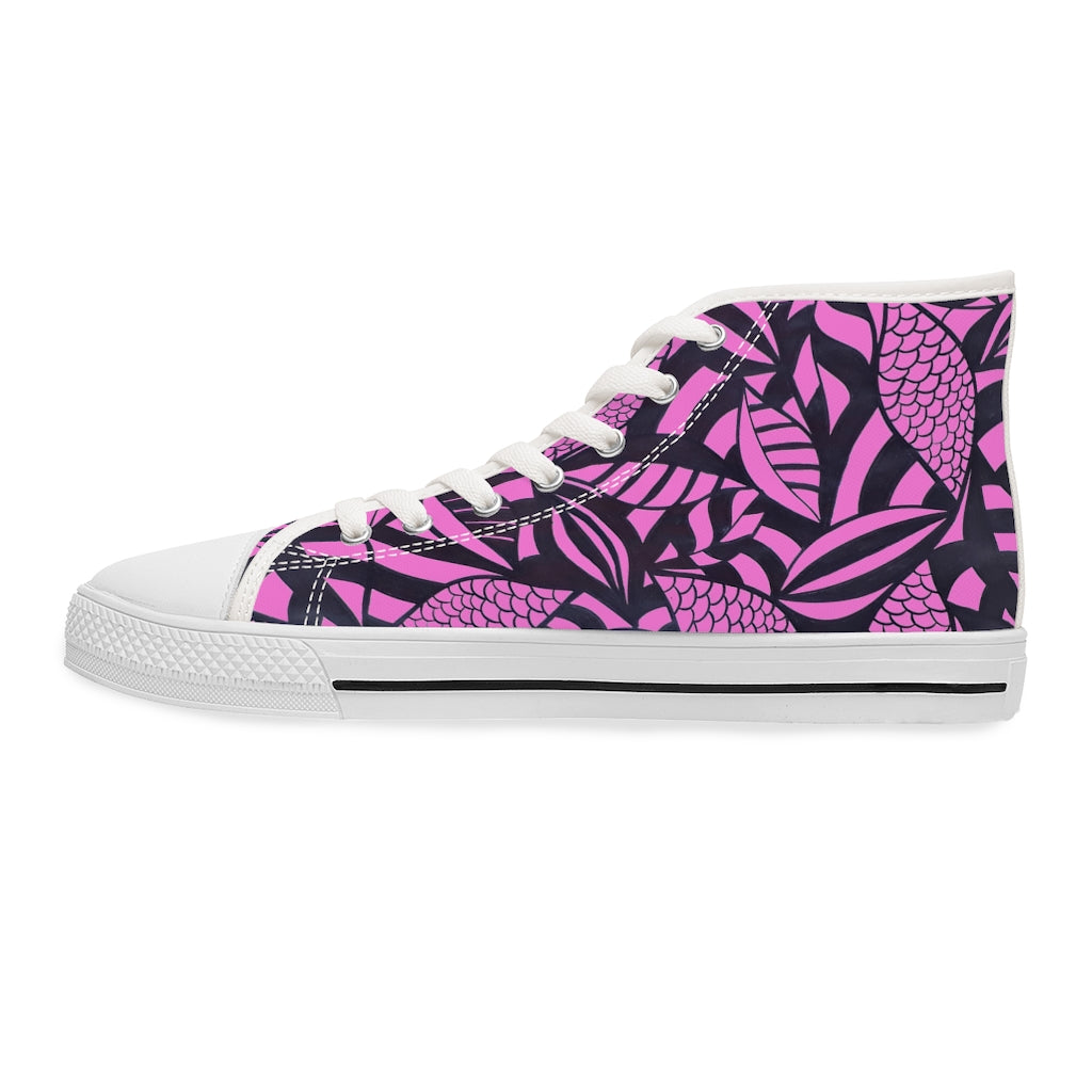 Rose Tropical Minimalist Women's High Top Sneakers