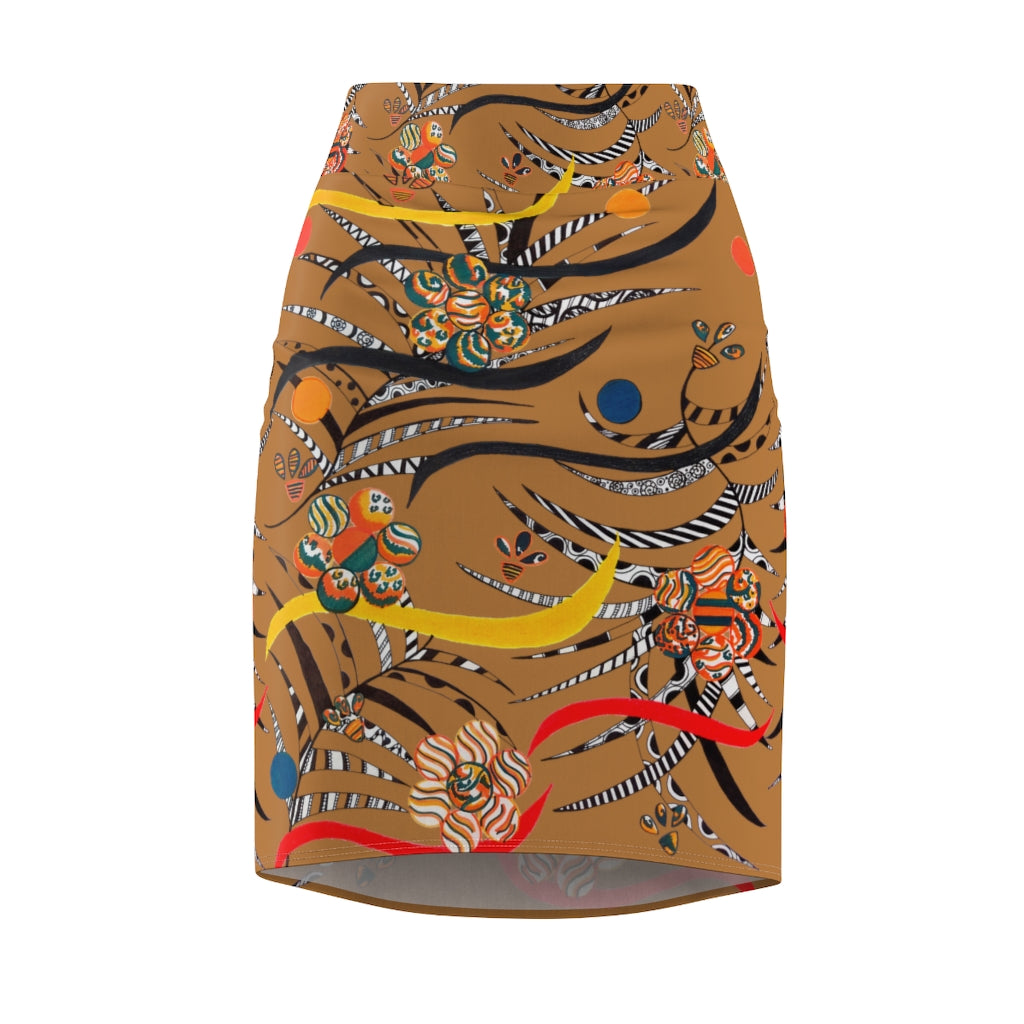 tussock floral & animal print pencil skirt