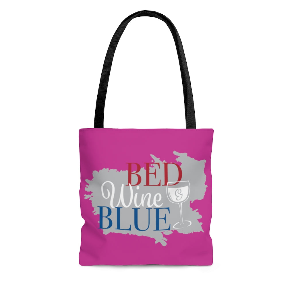 AOP Bed & Wine Royal Pink Tote Bag