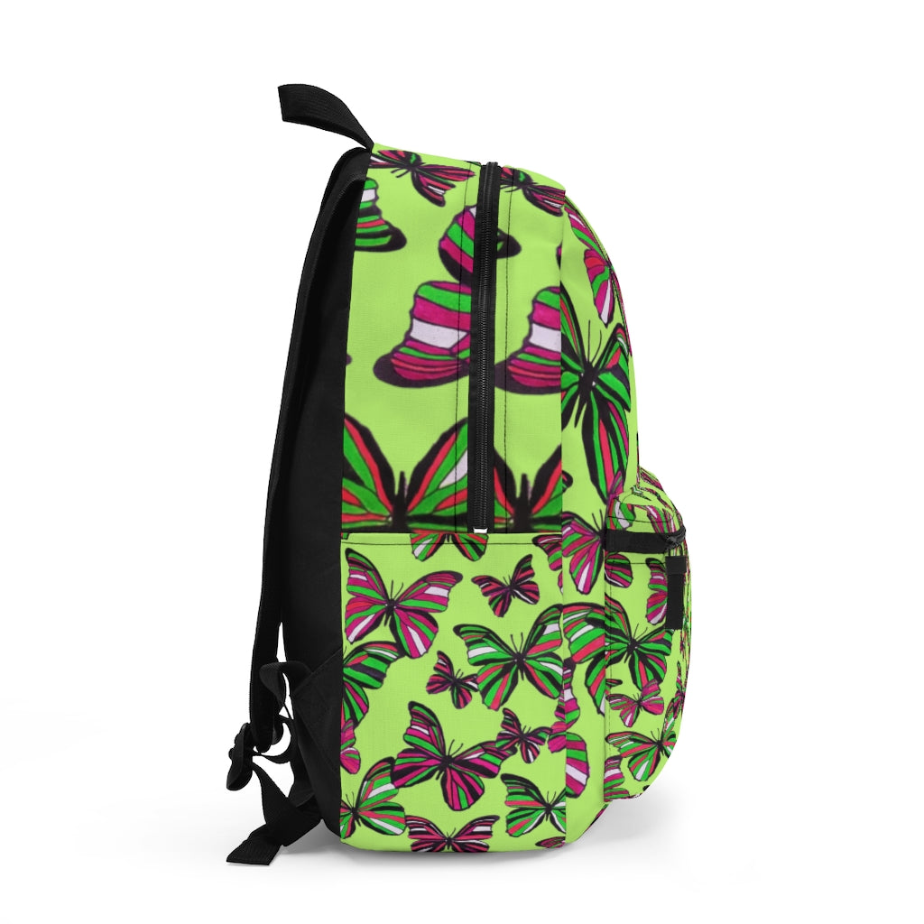 Butterflies Lime Green Backpack