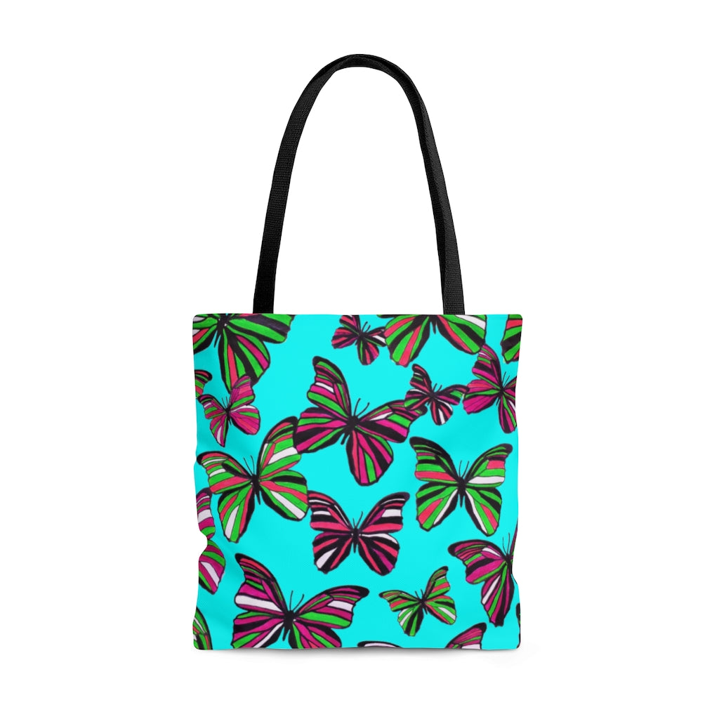 AOP Butterflies Cyan Tote Bag