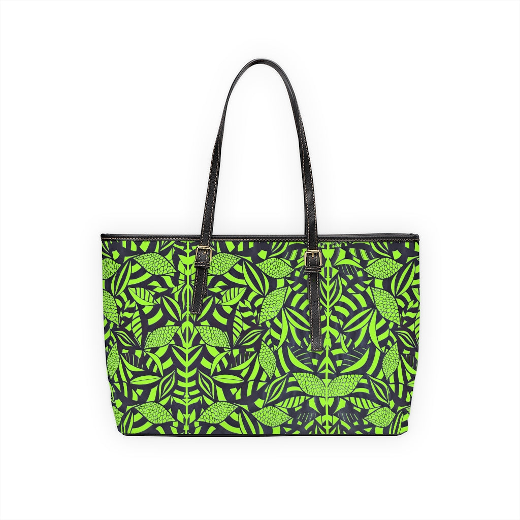 Lime Green Tropical Minimalist PU Leather Shoulder Bag