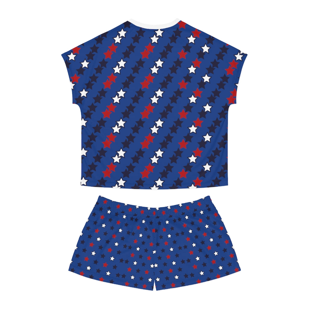 Blue Star Print Short Pajama Set (AOP)