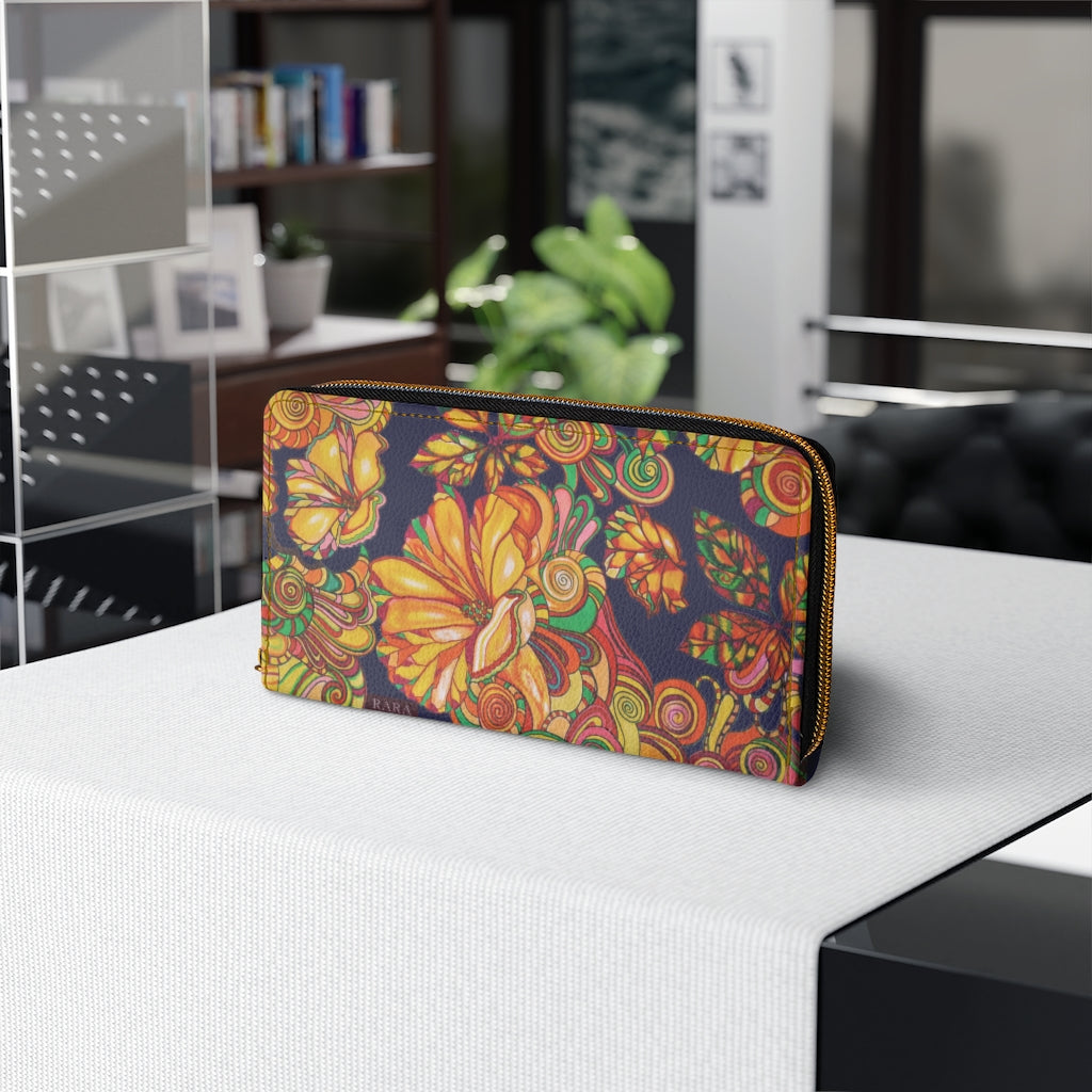 Ink Artsy Floral Zipper Wallet