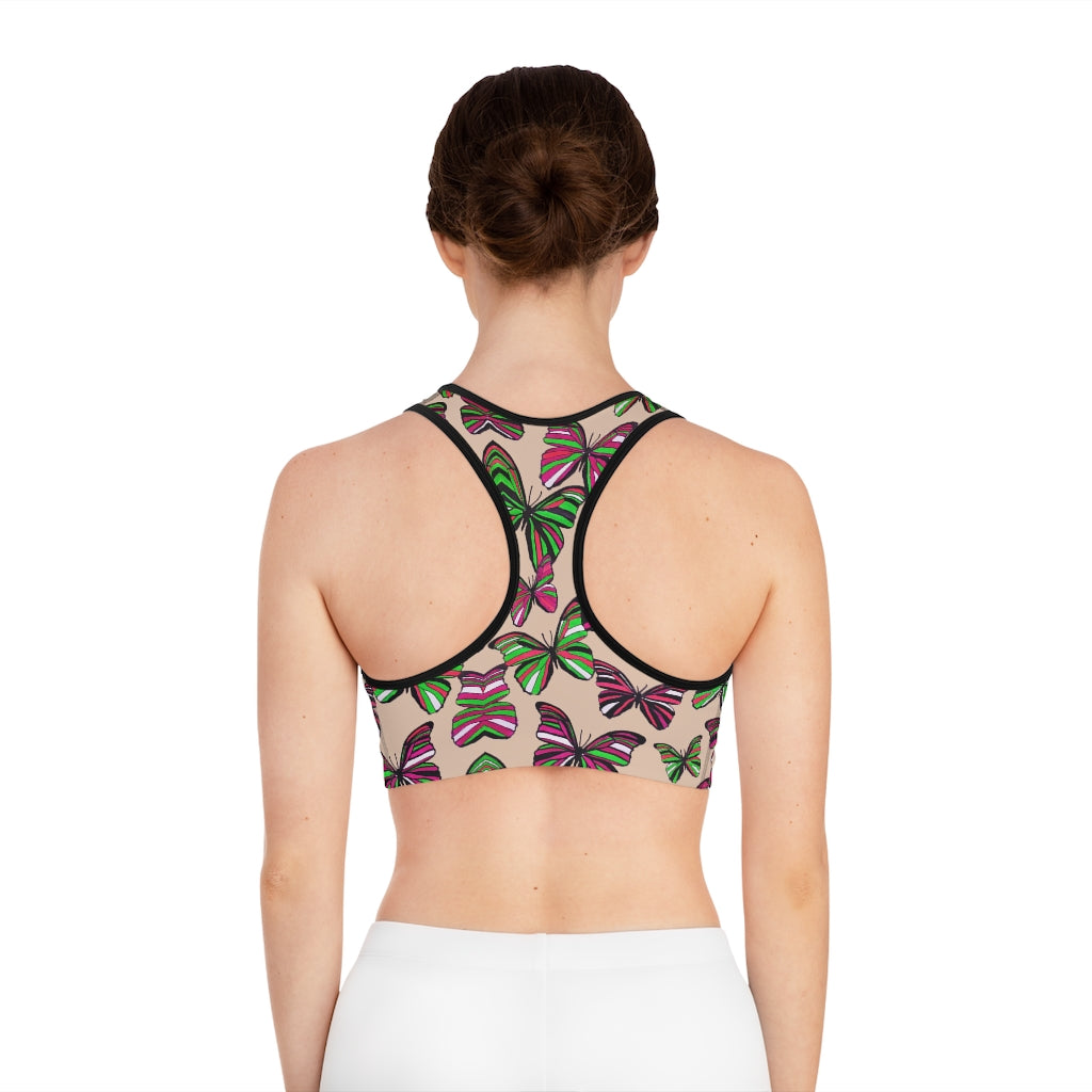 Nude Butterfly (AOP) Sports Bra