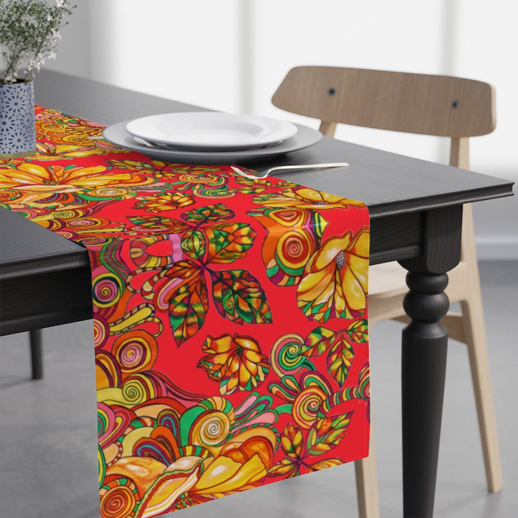 Artsy Floral Red Table Runner