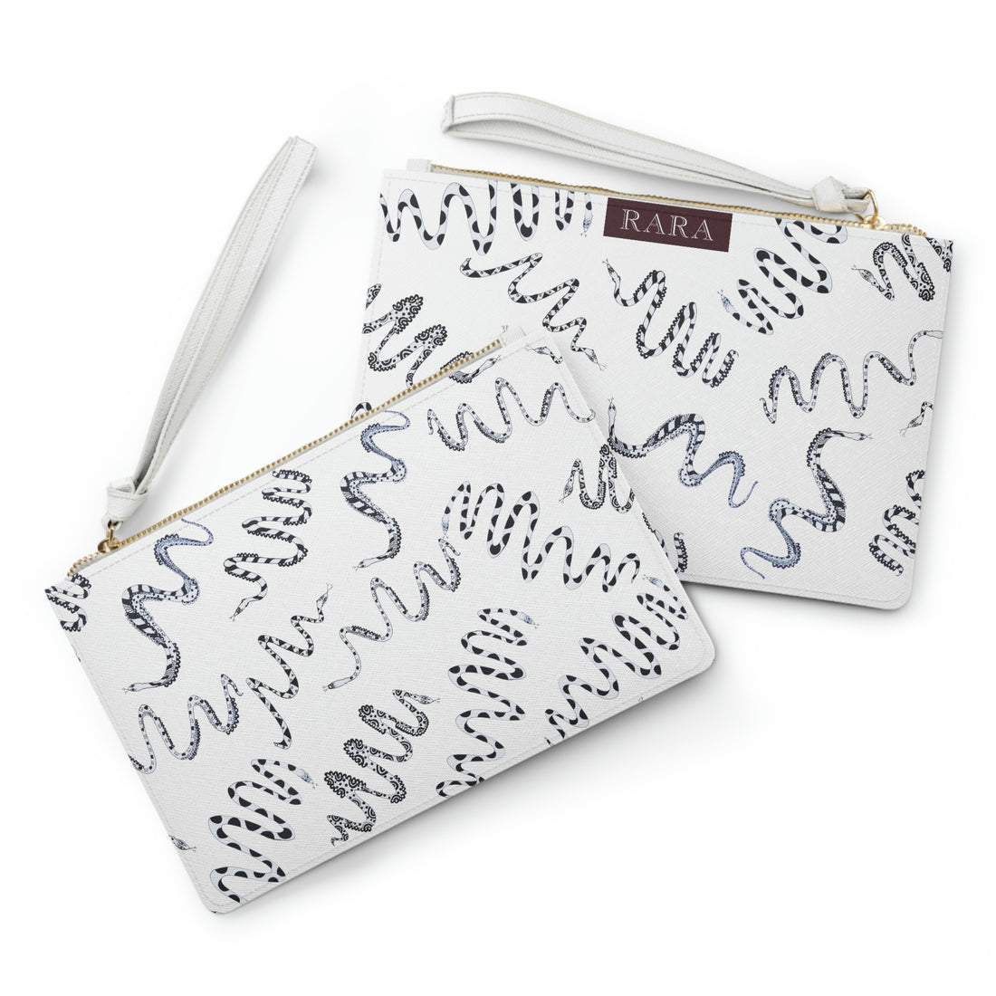 White Snake Print Clutch Bag