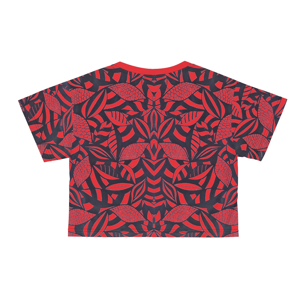 Red Tropical Minimalist AOP Crop Tee