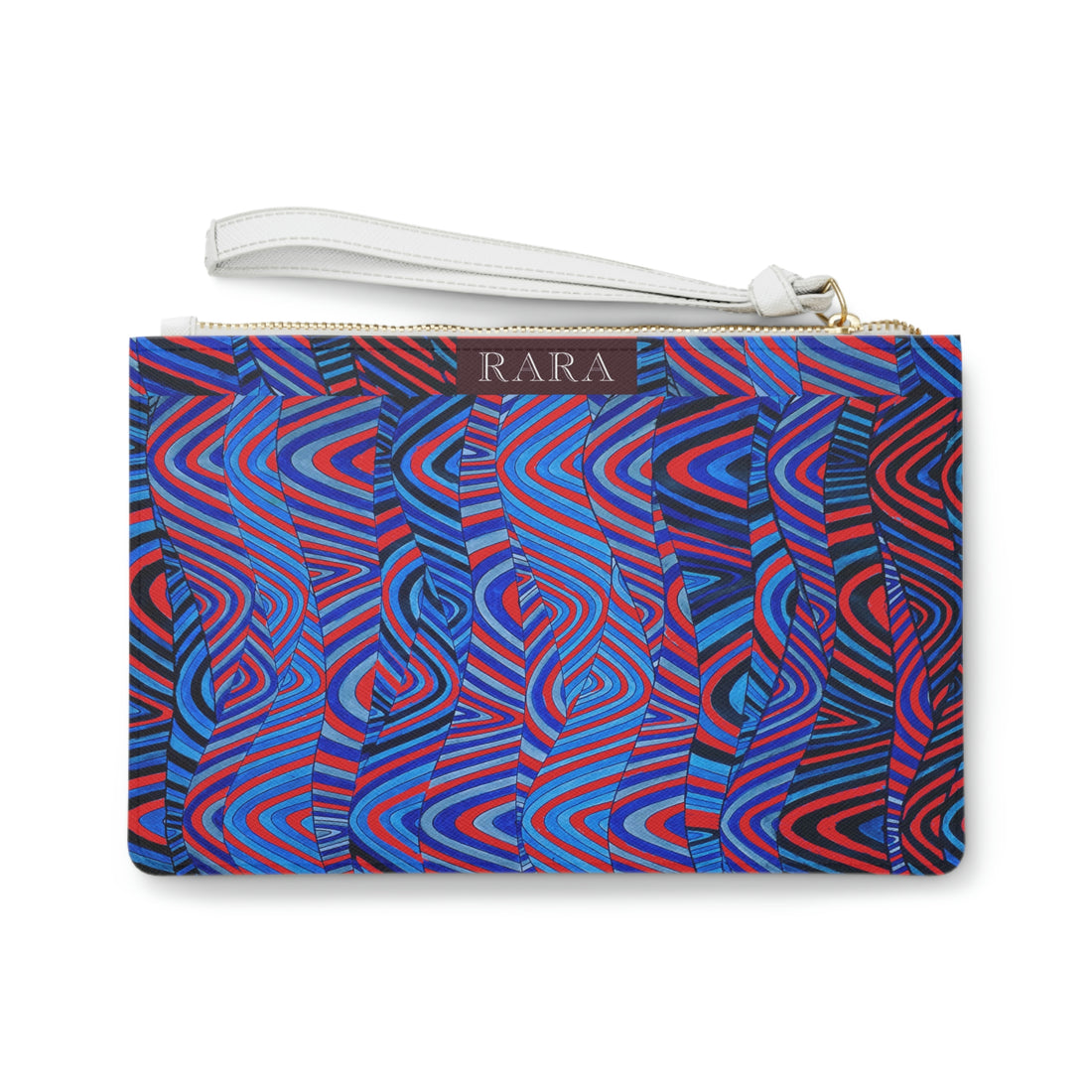 red sonic waves print clutch bag