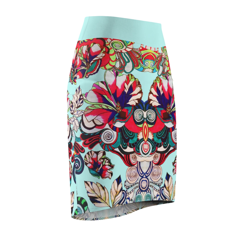 Floral Pop Icy Pencil Skirt