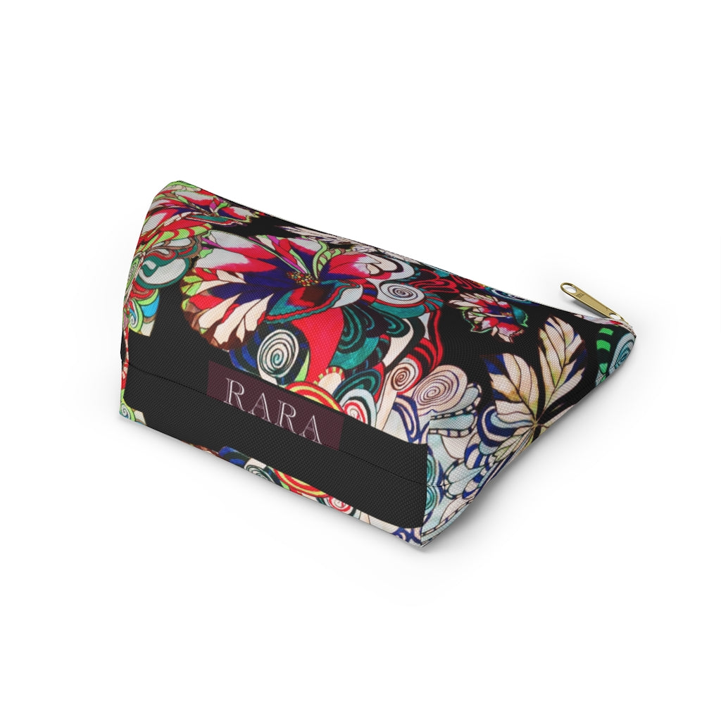 Floral Pop Black Accessory Pouch