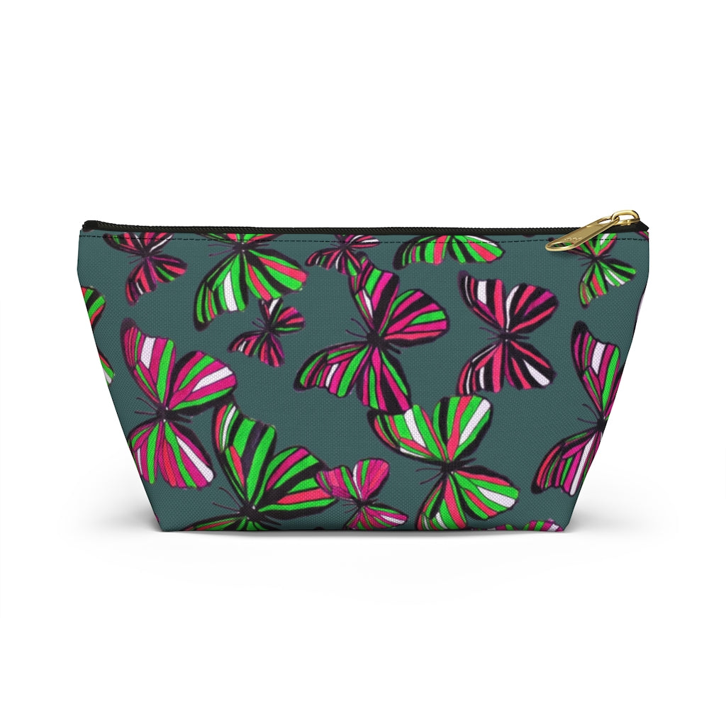 Butterflies Military Green Accessory Pouch