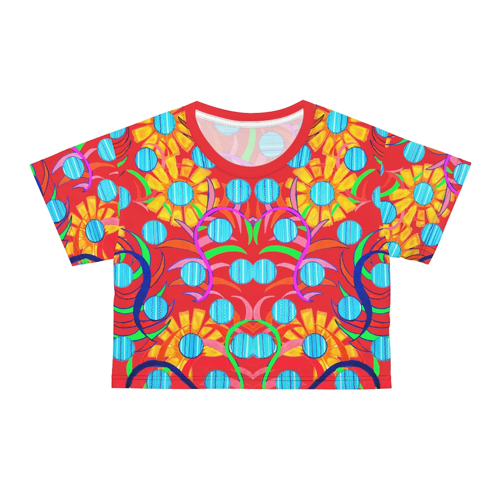 Red Sunflower AOP Crop Tee