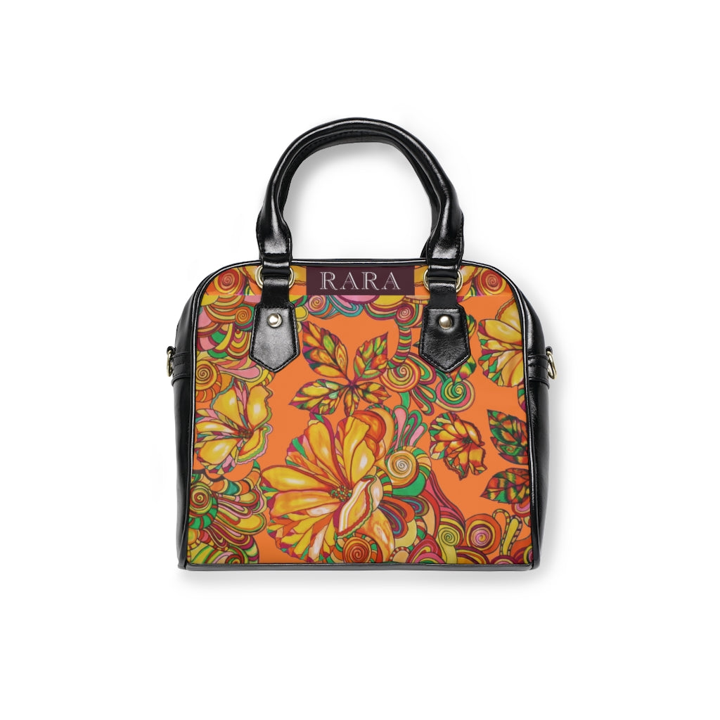 peach floral print handbag