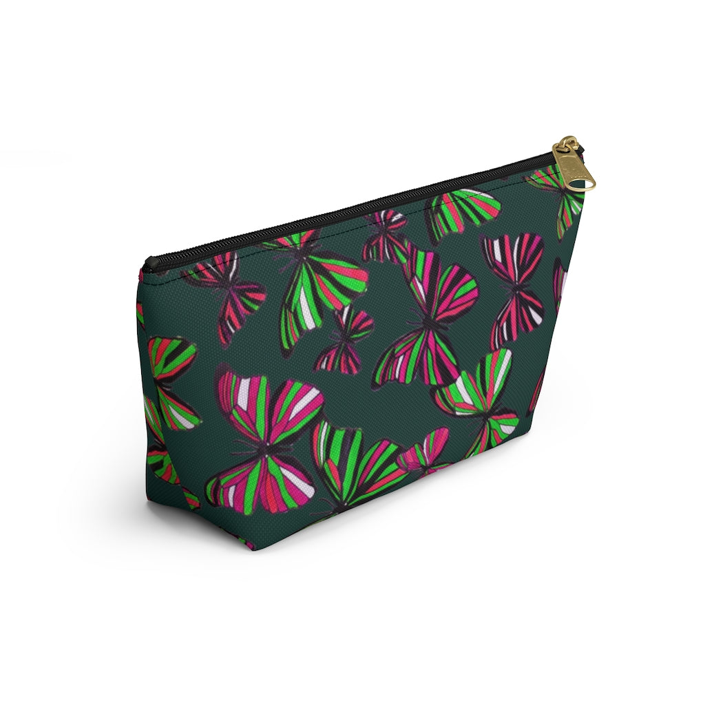 Butterflies Dark Green Accessory Pouch