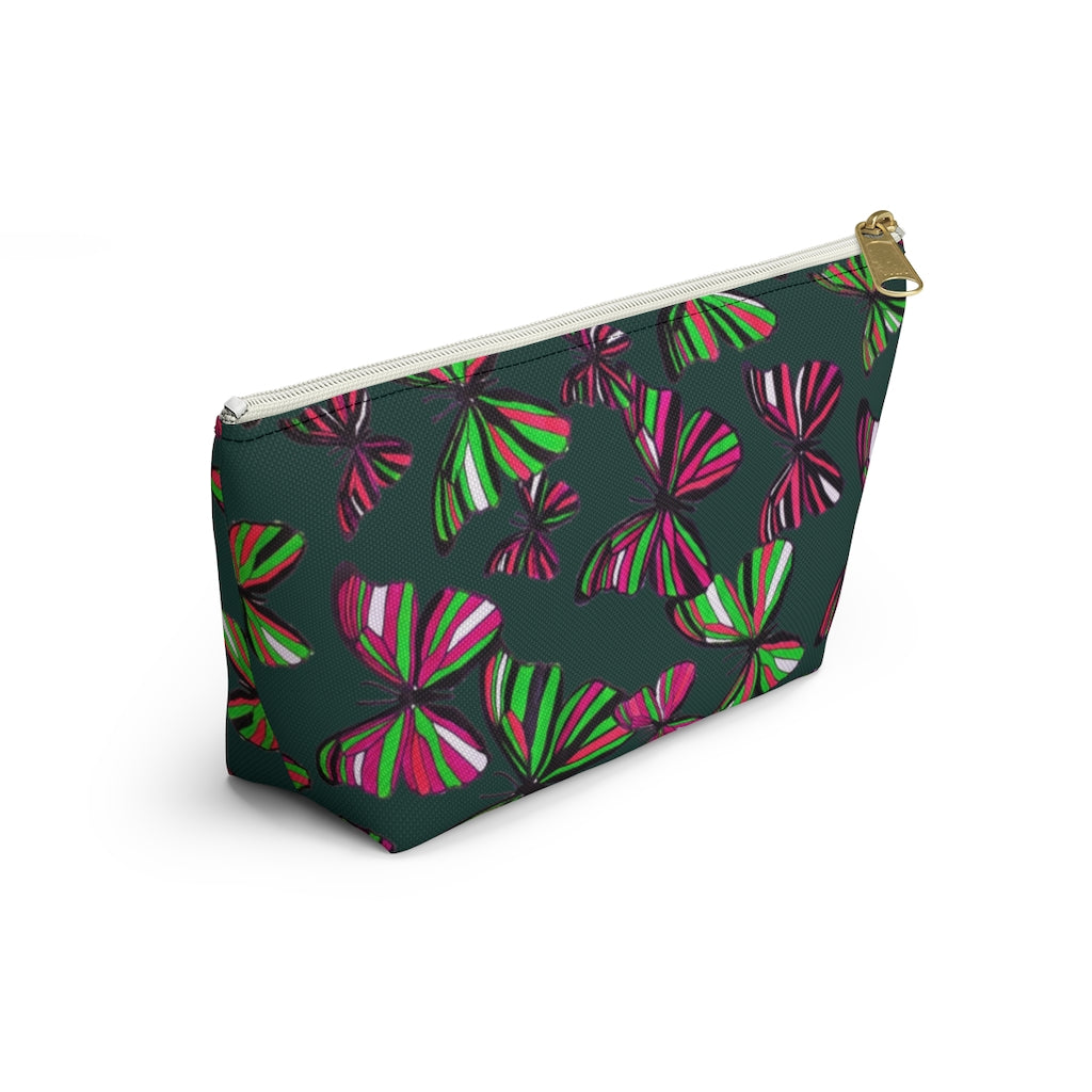 Butterflies Dark Green Accessory Pouch