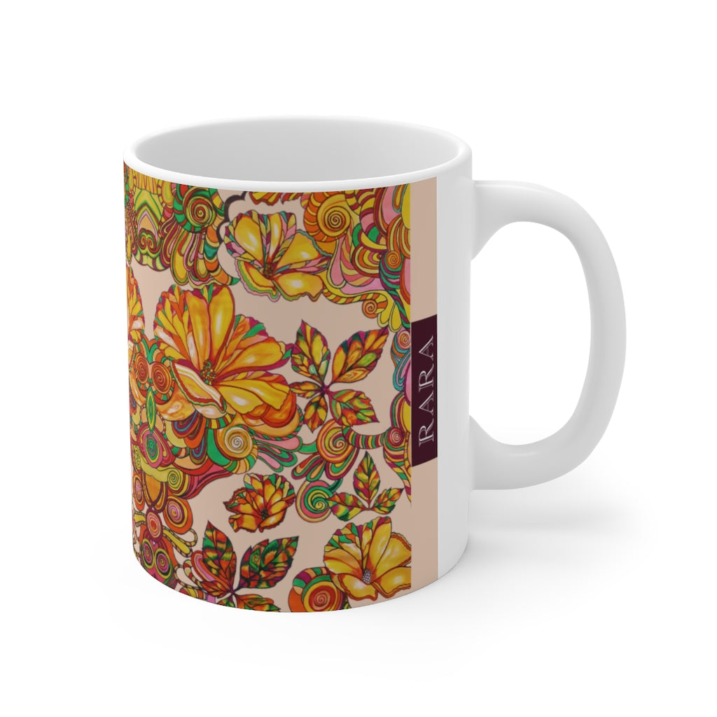 Artsy Florals Nude Mug 11oz