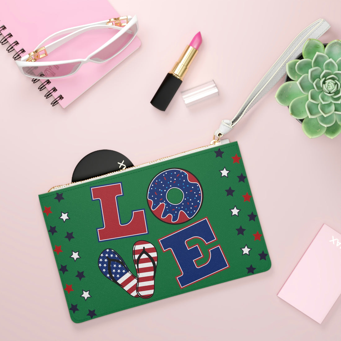 Green American Love Clutch Bag