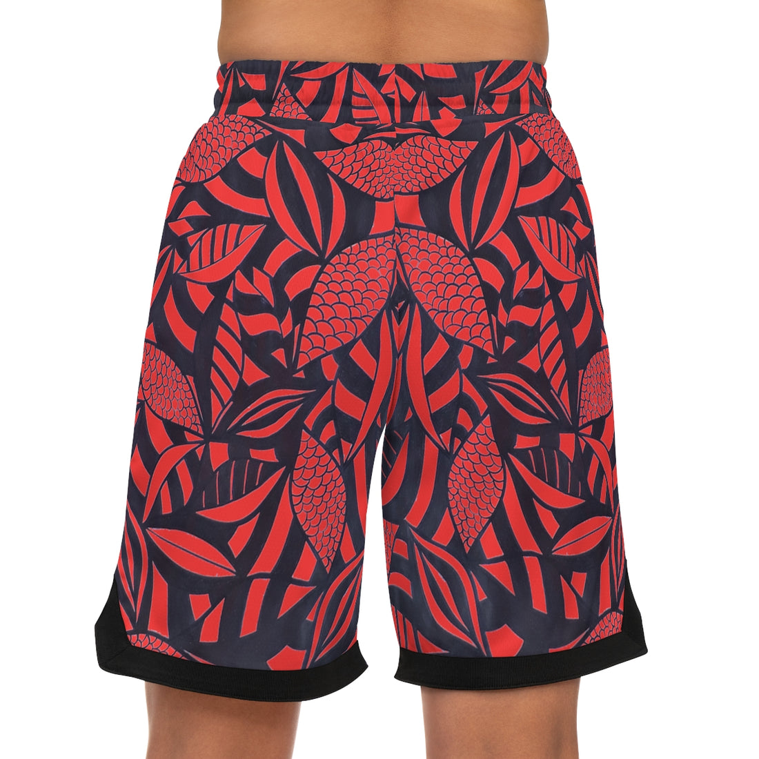 Vermillion Tropical Minimalist Basketball Rib Shorts (AOP)