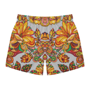 Artsy Floral Men's Slate Swimming Trunks