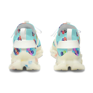 Icy Blue Candy Floral Printed OTT Women's Mesh Knit Sneakers